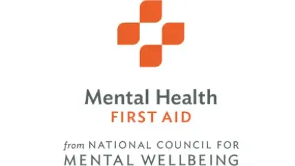 Mental Health First Aid logo in orange and grey