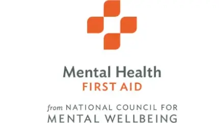 Mental Health First Aid logo in orange and grey