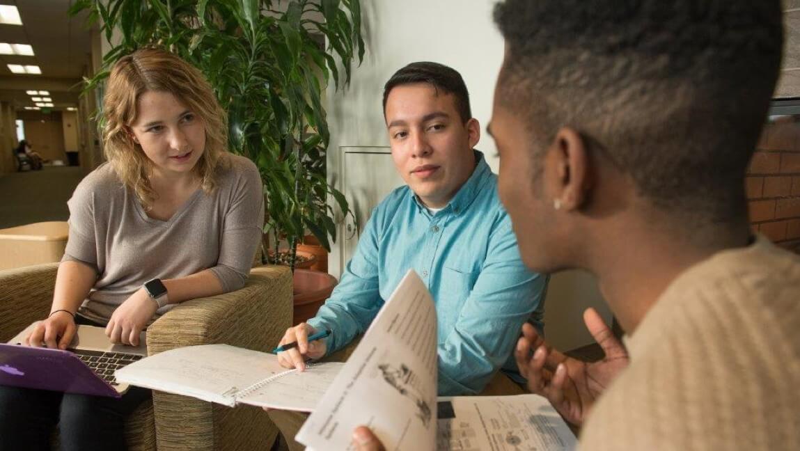 3 UVM CNHS students studying together