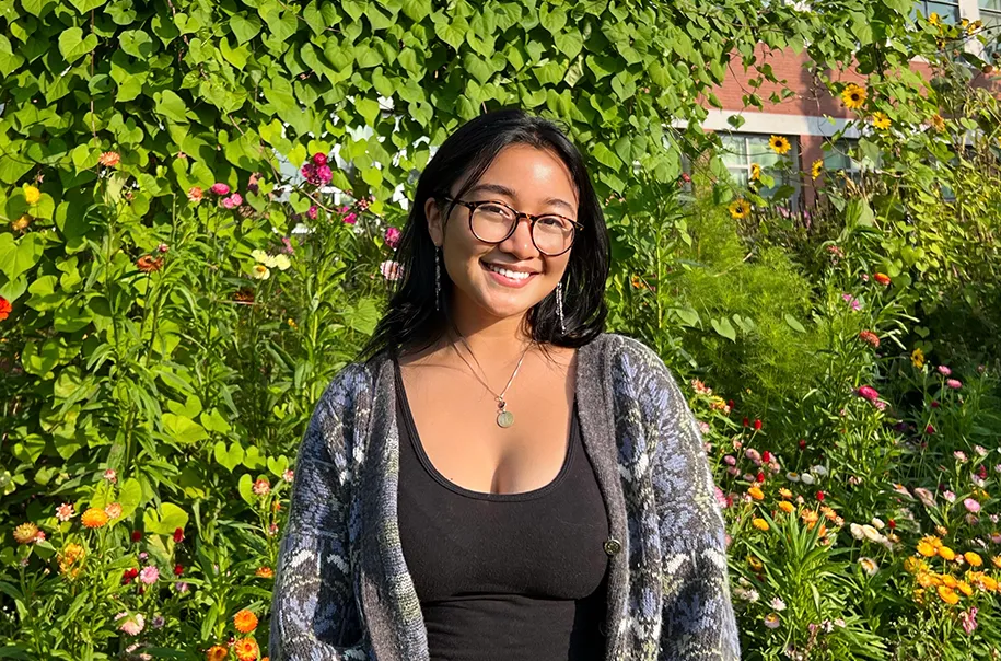 Jasmine outdoors with lovely wildflowers in the background