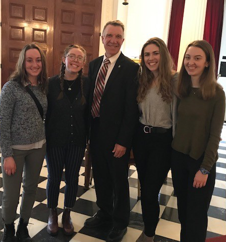 PoliSci students at the State House with Governor Phil Scott