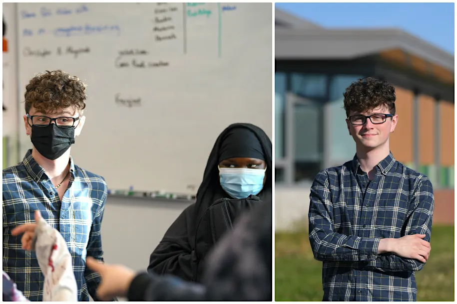 Alden Ducharme student teaching at Winooski Middle School