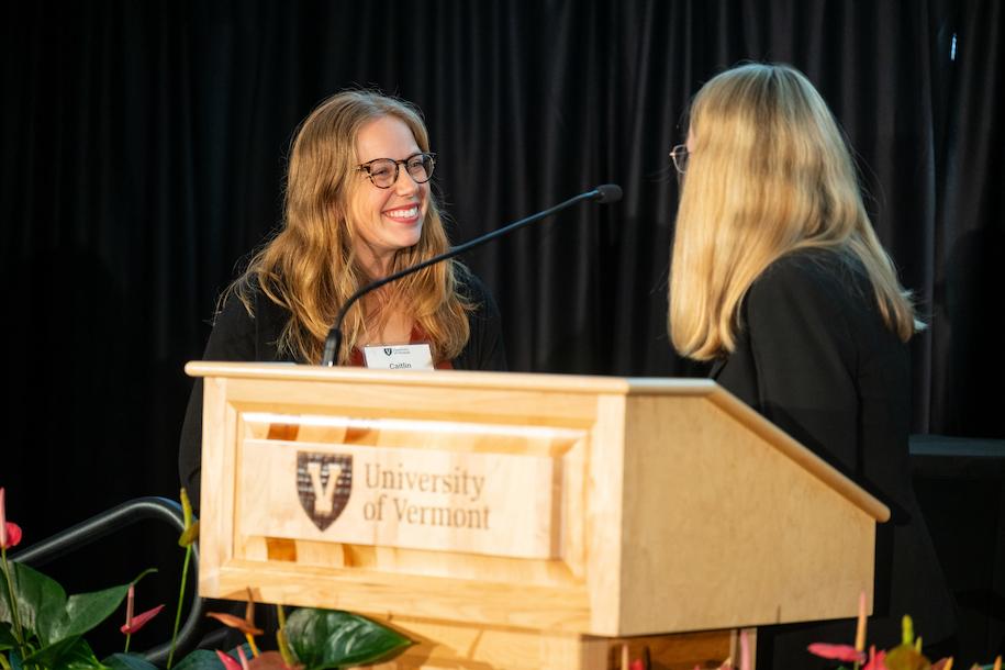 Caitlin MacLeod-Bluver shakes hands with Zoie Saunders