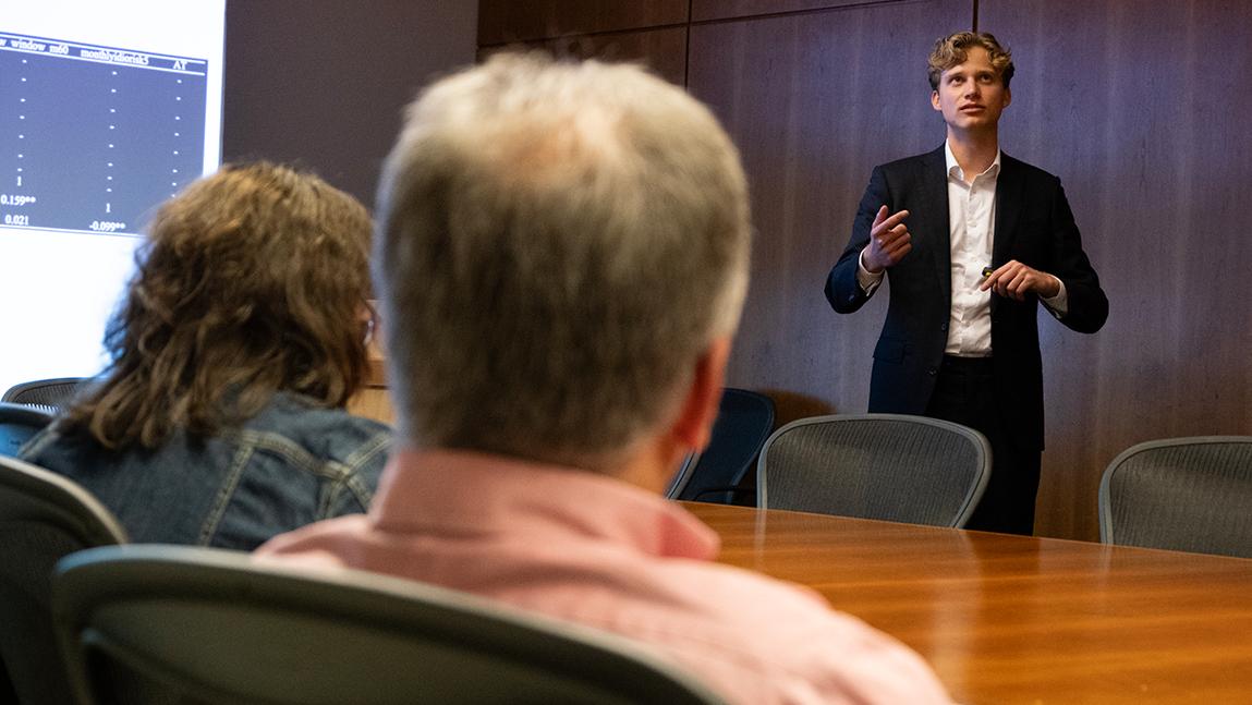 Sam Thompson '24 defends his honors thesis.