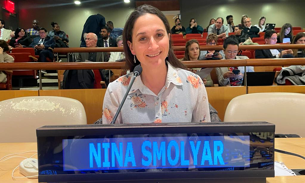 UVM Vermont and Gund Institute grad student Nina Smolyar before her speech at the united nations