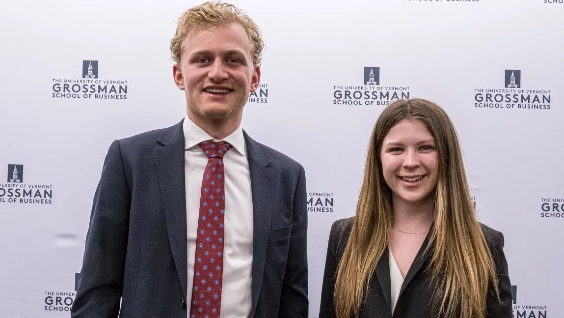 matias ovum, anne skudera, 2022 honors day, Grossman School of Business, UVM 