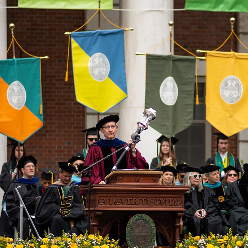 college/school banners at commencement