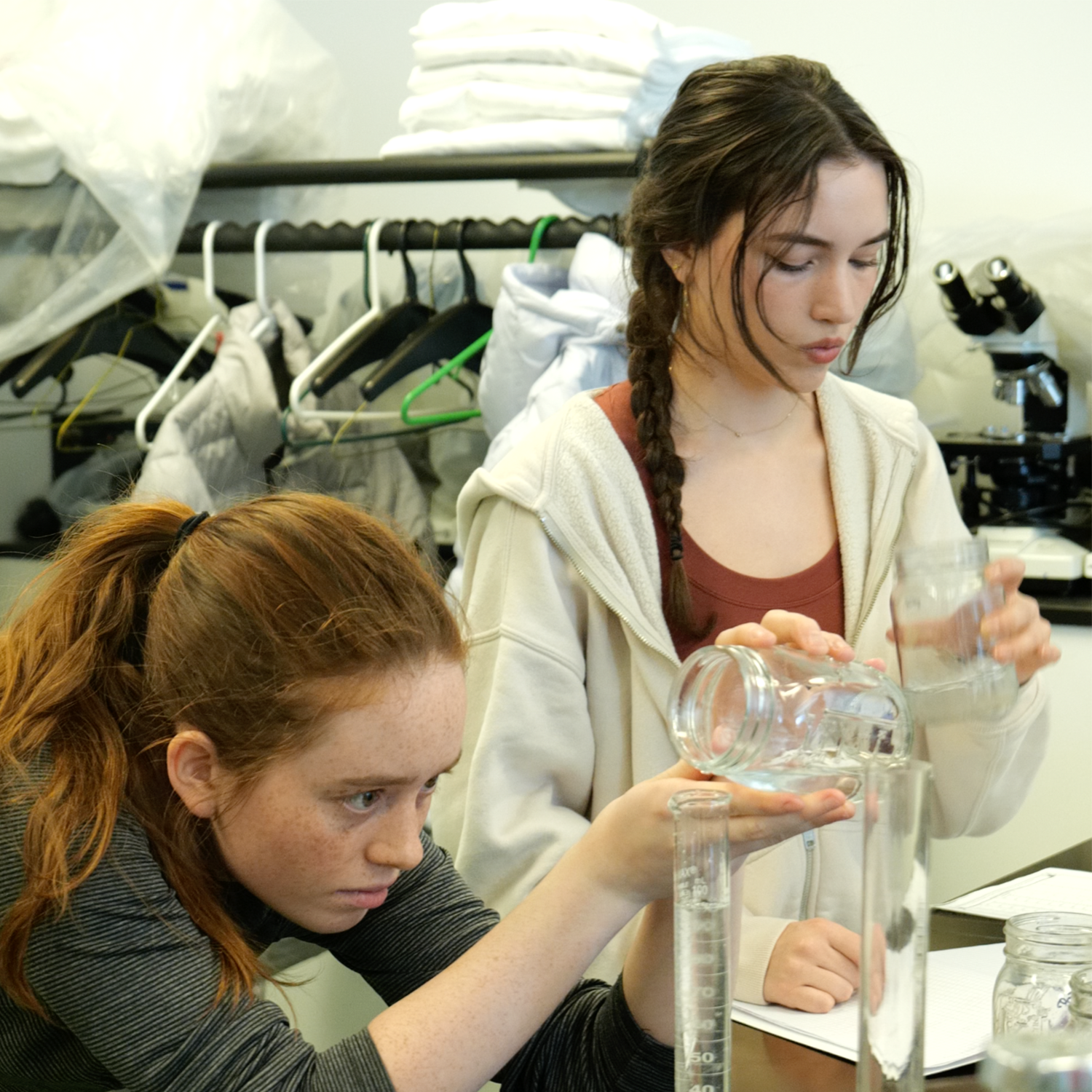 Students in lab doing food science sugar test