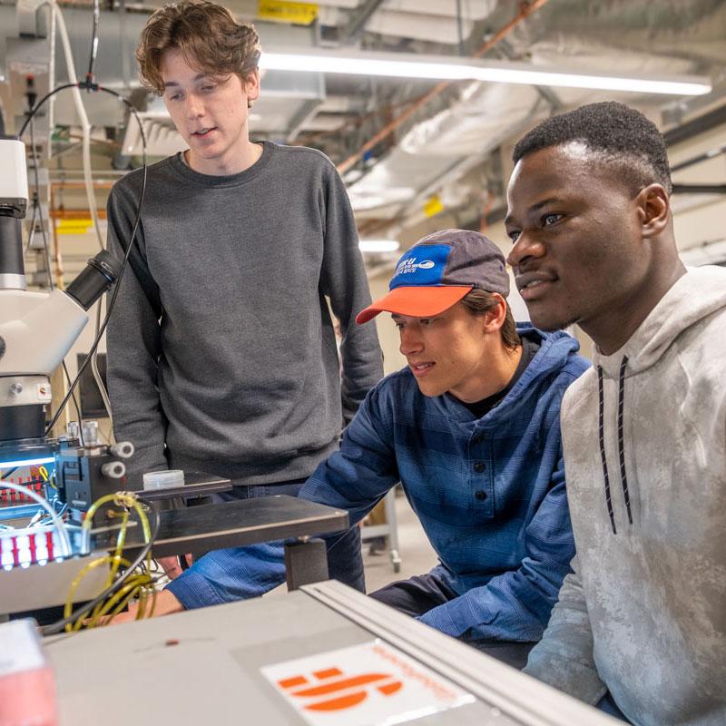 Seniors in the semiconductor certificate program test drive new equipment