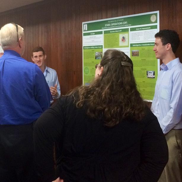 Students presenting at poster session