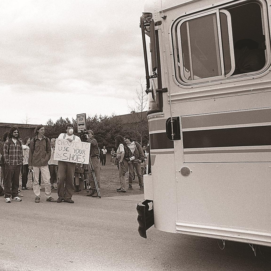 Bus stop protest