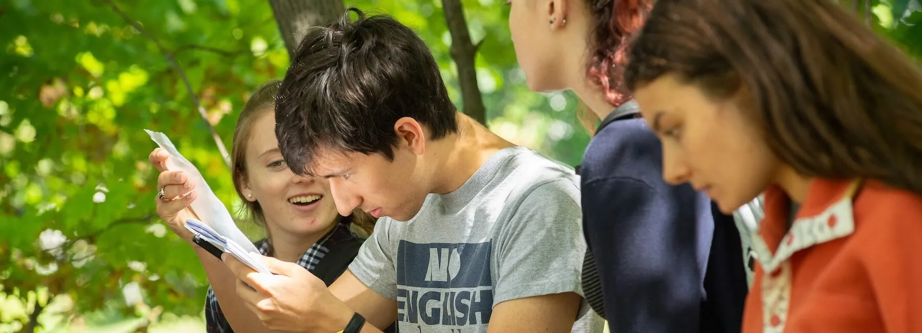 A student examines an artifact.