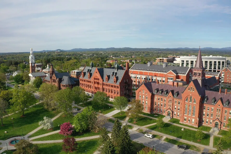 Drone view of the central campus green