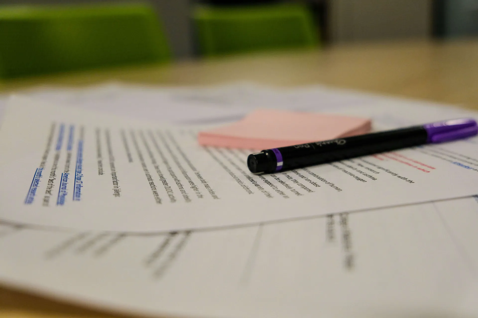 Papers on a desk