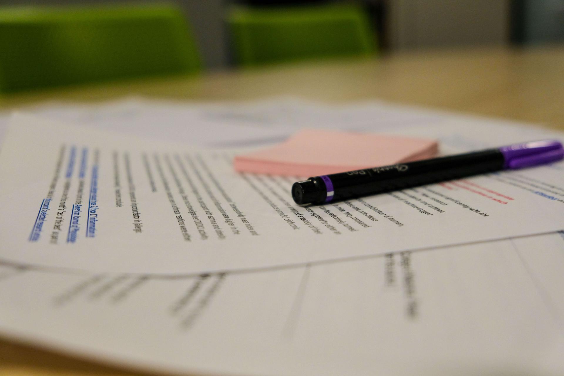 Papers on a desk