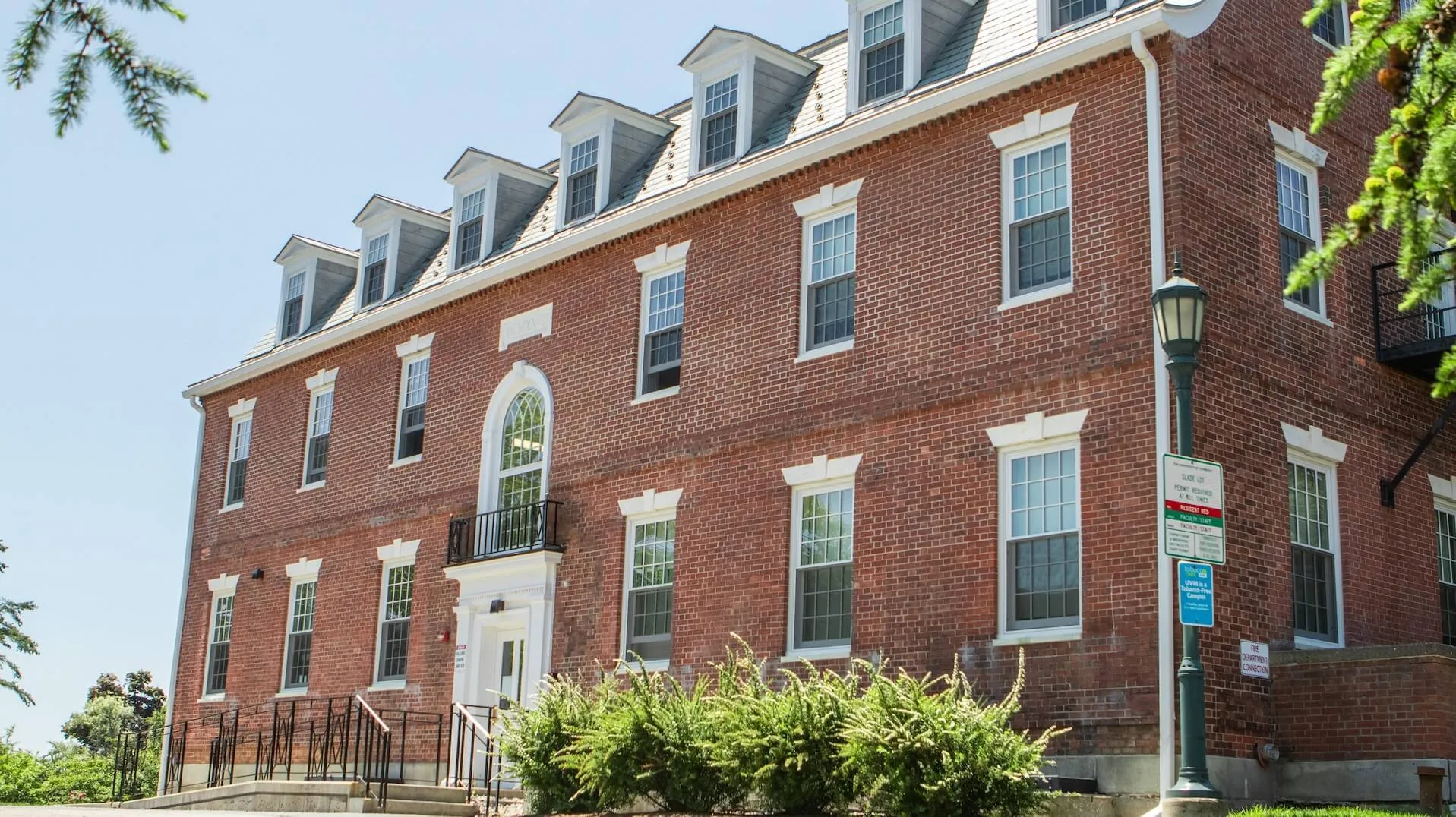 A historic, three-story brick building. 