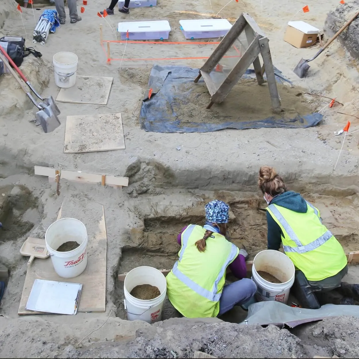 Students doing excavation work.