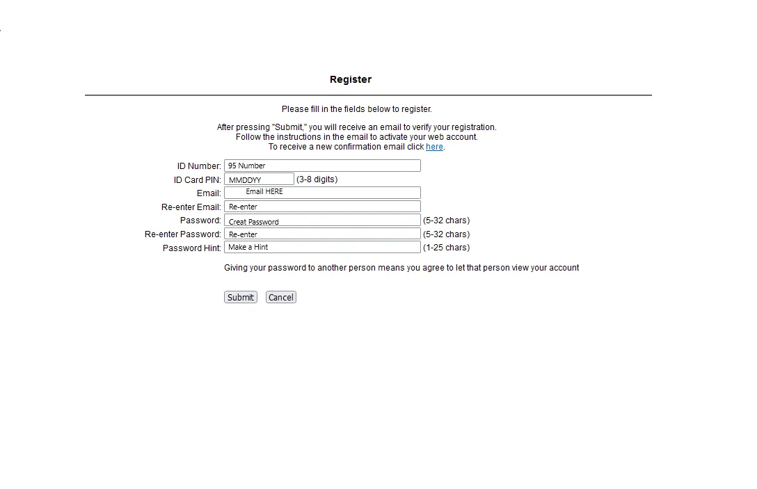 A guide as to what the WEBcard screen should look like