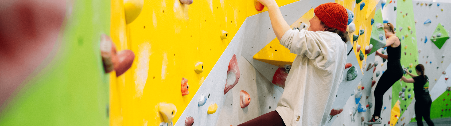 students bouldering