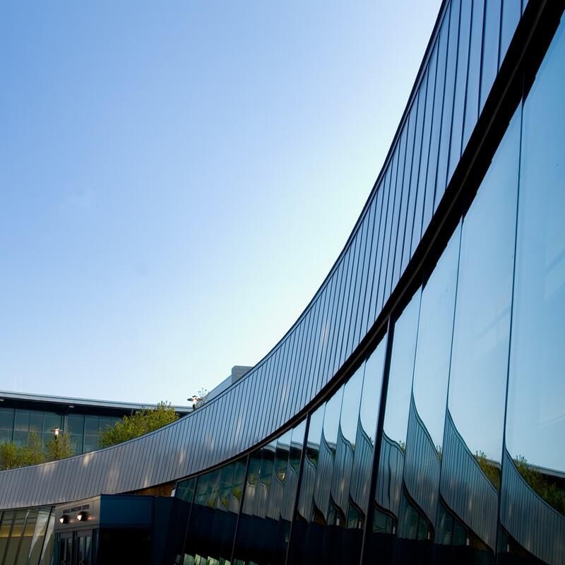 Swooping glass facade 