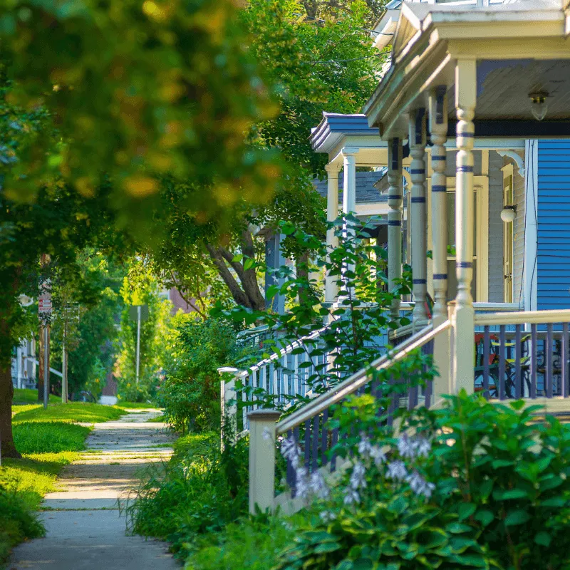 Colorful apartment buildings in Burlington