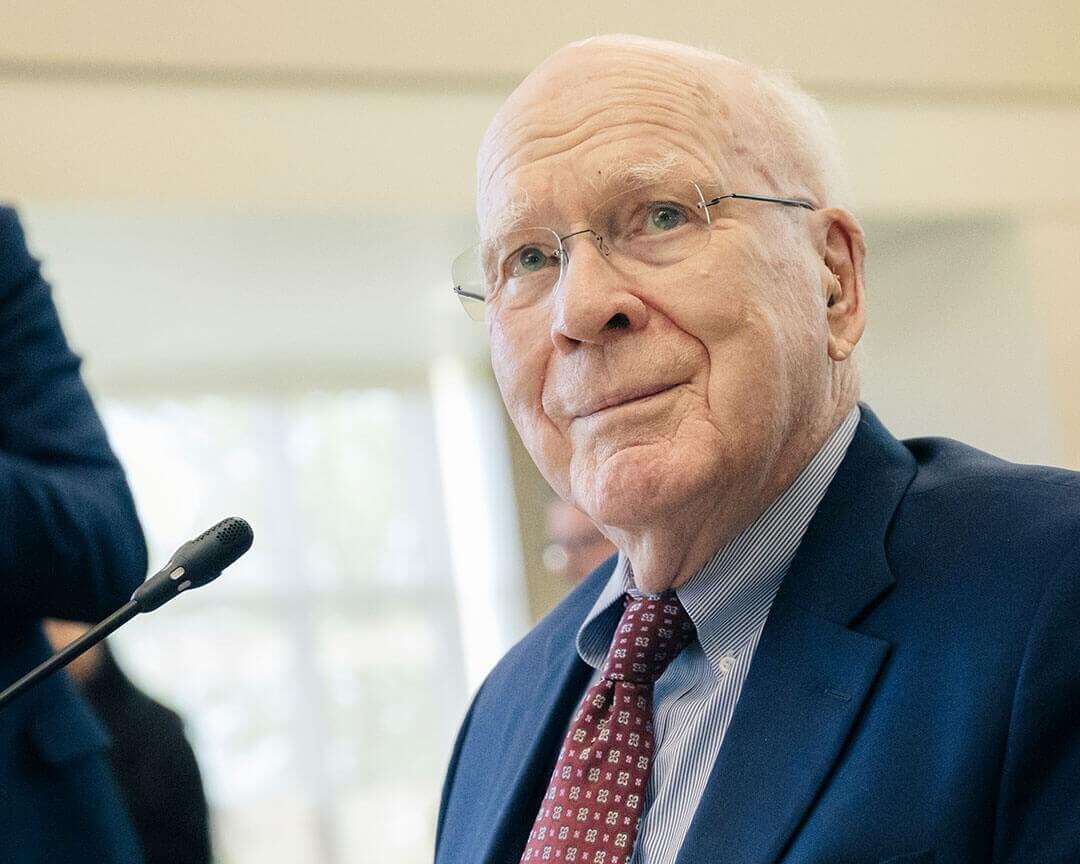 Patrick Leahy at a podium.