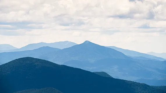 Peaks of the Green Mountains on a hazy day