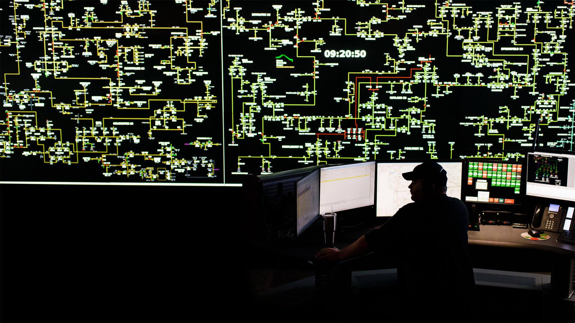 View of a power grid control room in Vermont