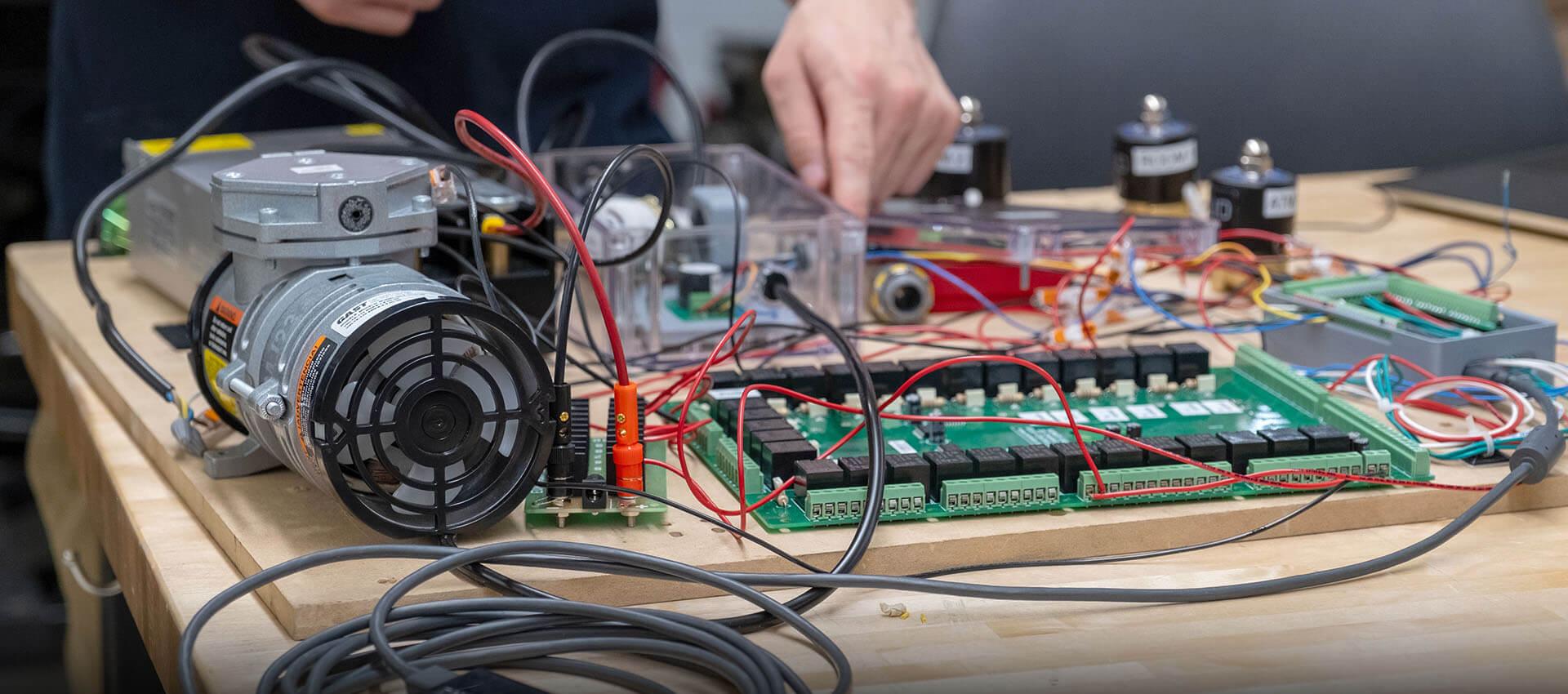 Electrical equipment on a work bench