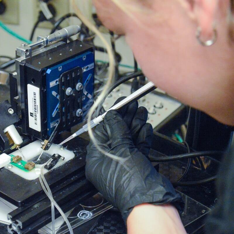 Person conducting research in lab