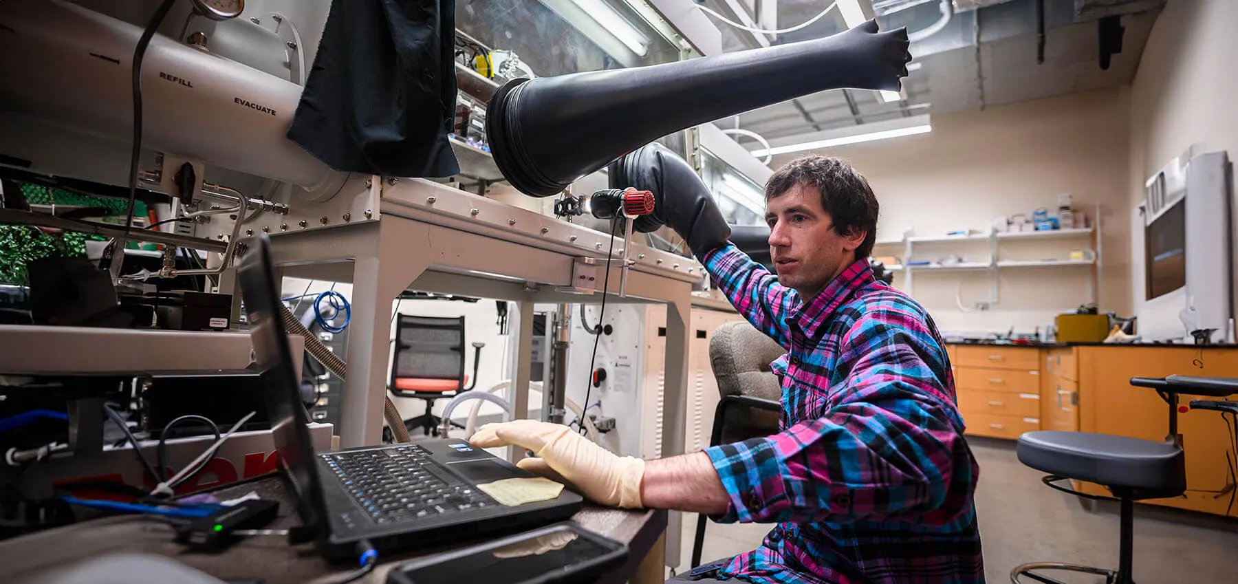 Physics researcher working in one of Innovation's state of the art labs