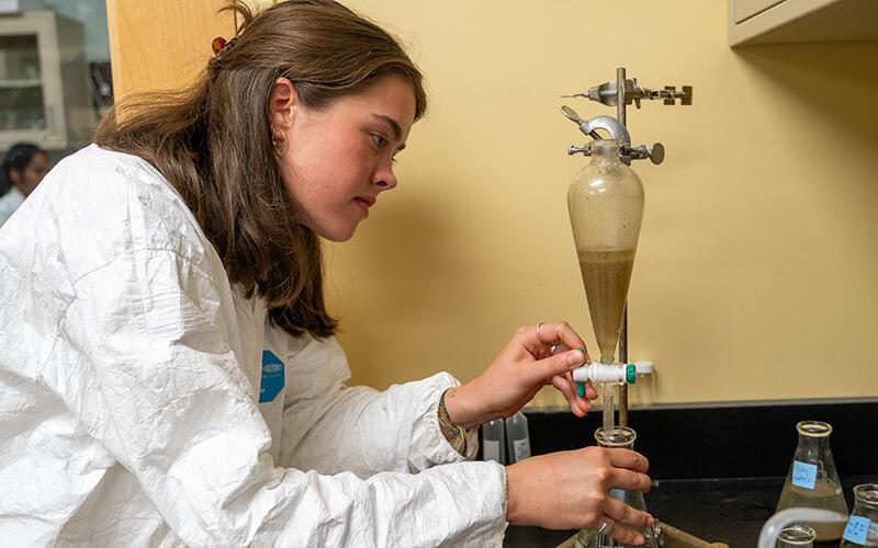 CEE student conducting research on microplastic contamination in water