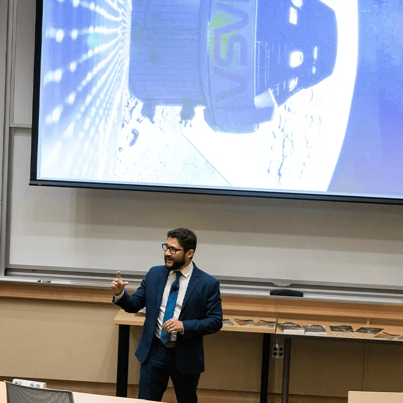 Scientist explaining how to do cancer research in space.