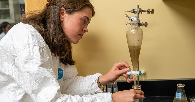 CEE student conducting research on microplastic contamination in water
