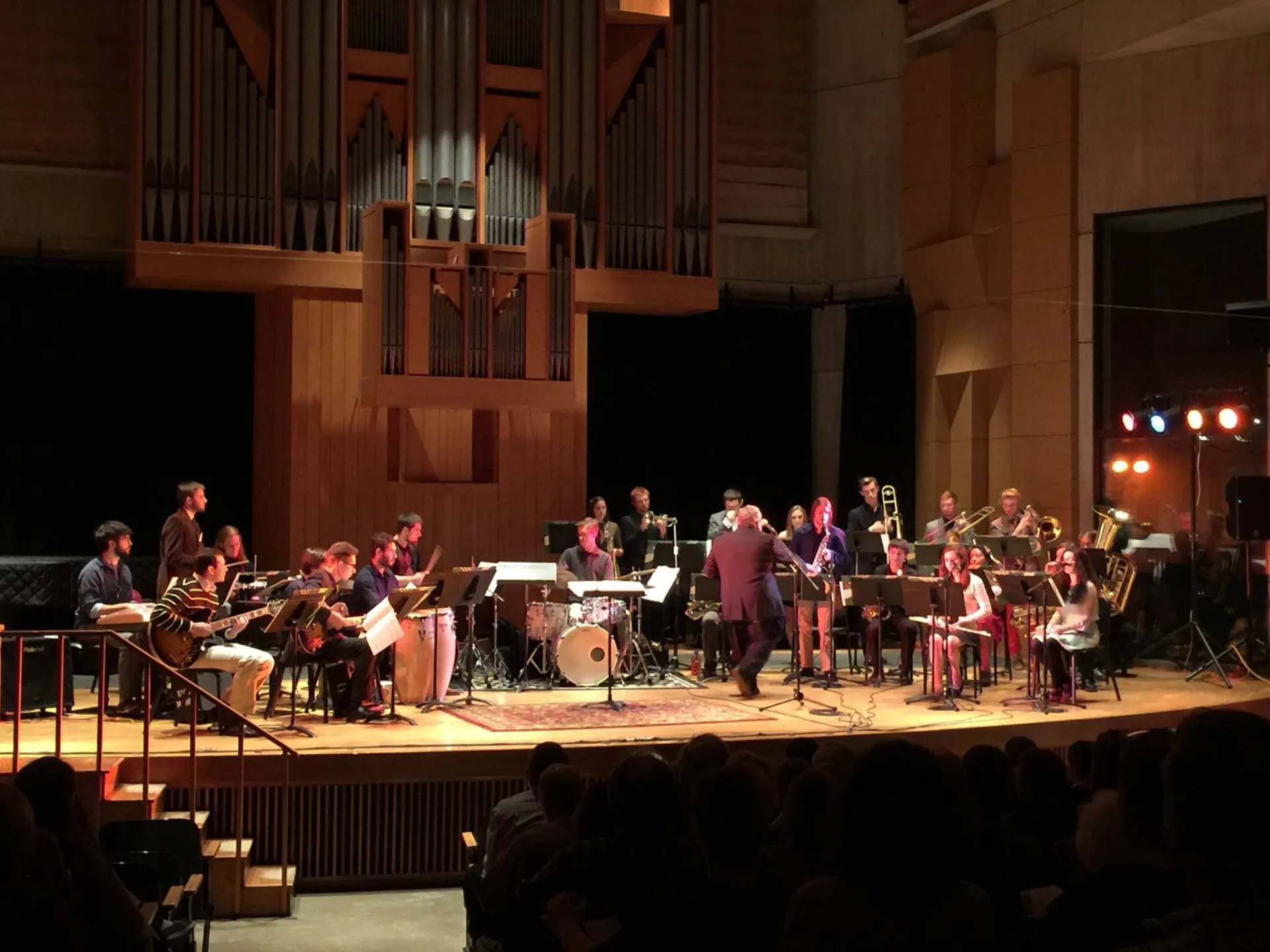 Latin jazz ensemble performing on the stage