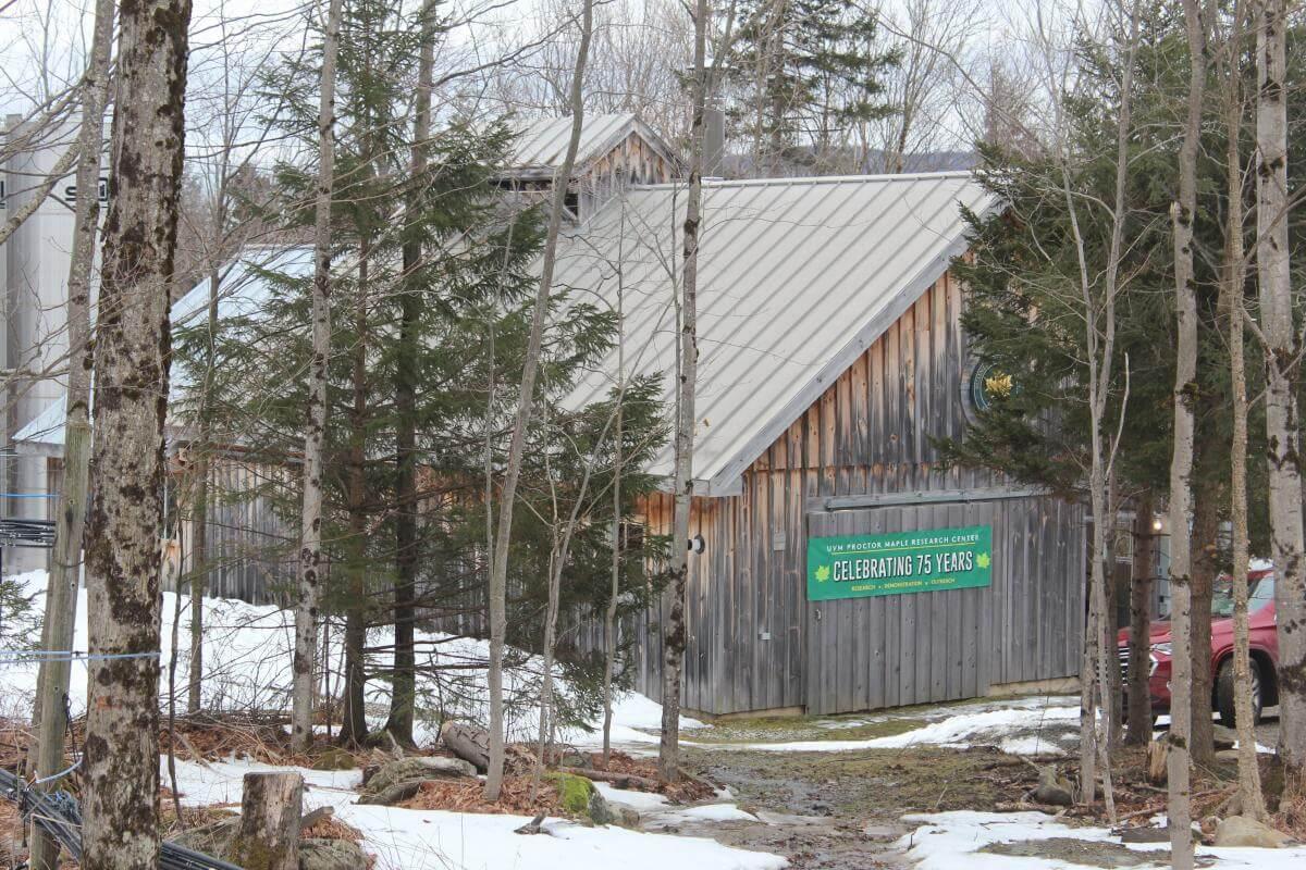Exterior photo of the Proctor Maple Research Center in Winter