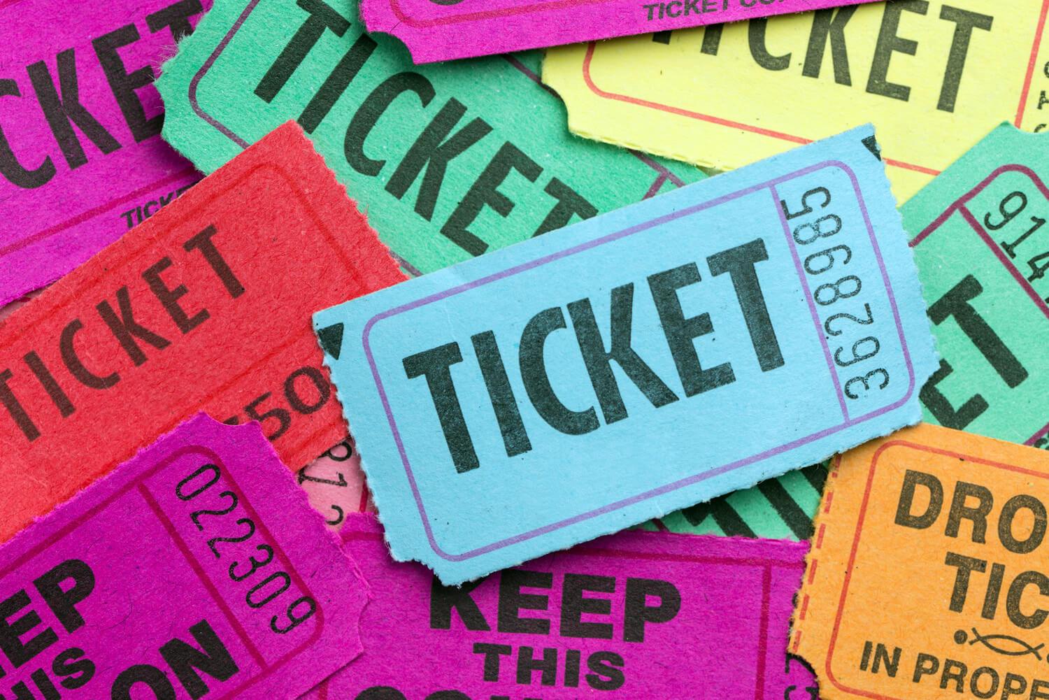 Raffle tickets in different colors