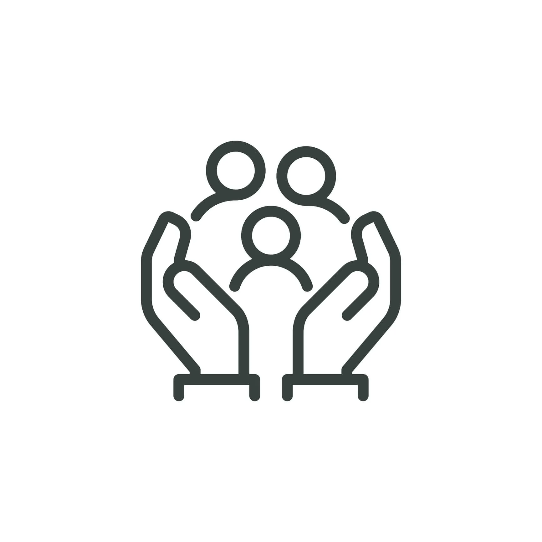 drawing of hands holding people