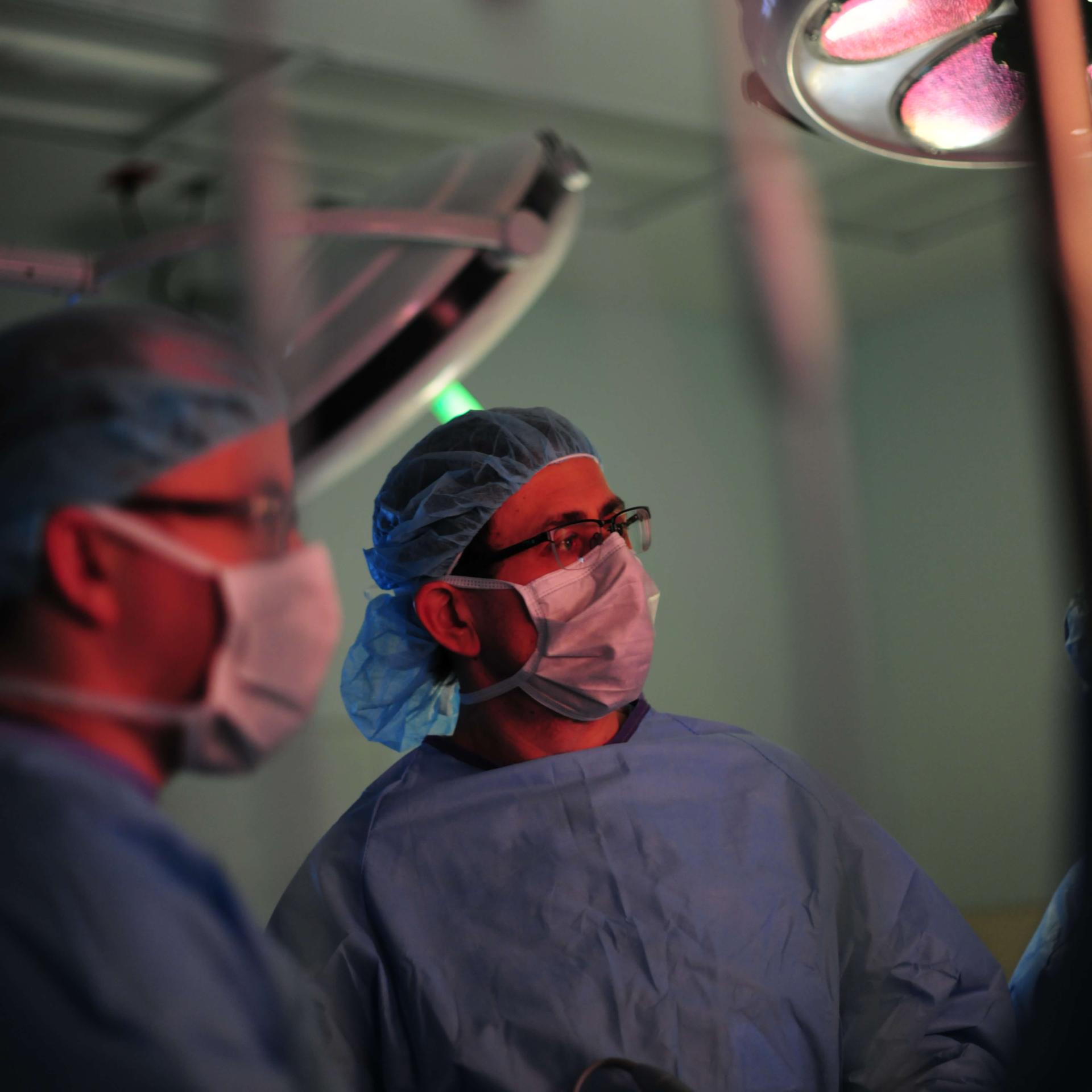 Two physicians performing clinical research.