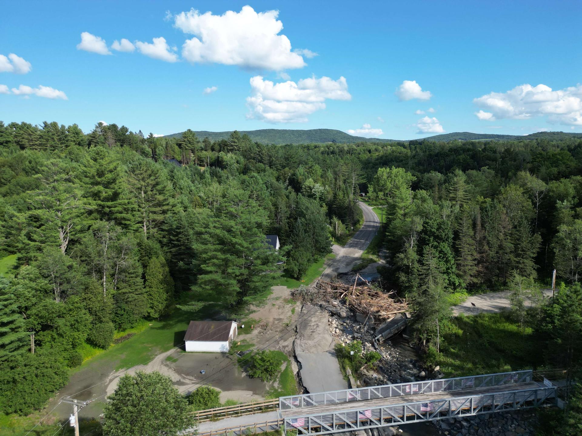Brook in Hardwick, VT affected by flooding