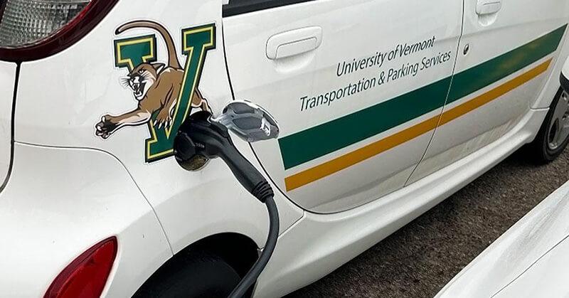 UVM EV at a campus charging station