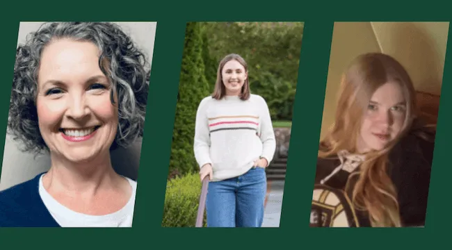 photograph of the three library interns, from left to right: Kathleen Messier, Melanie Mason, Katie DiPalma