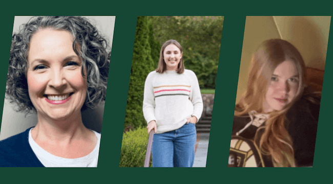 photograph of the three library interns, from left to right: Kathleen Messier, Melanie Mason, Katie DiPalma