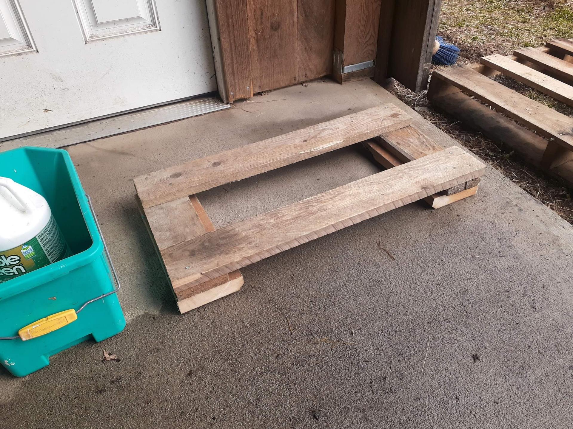 wooden pallet on a concrete floor
