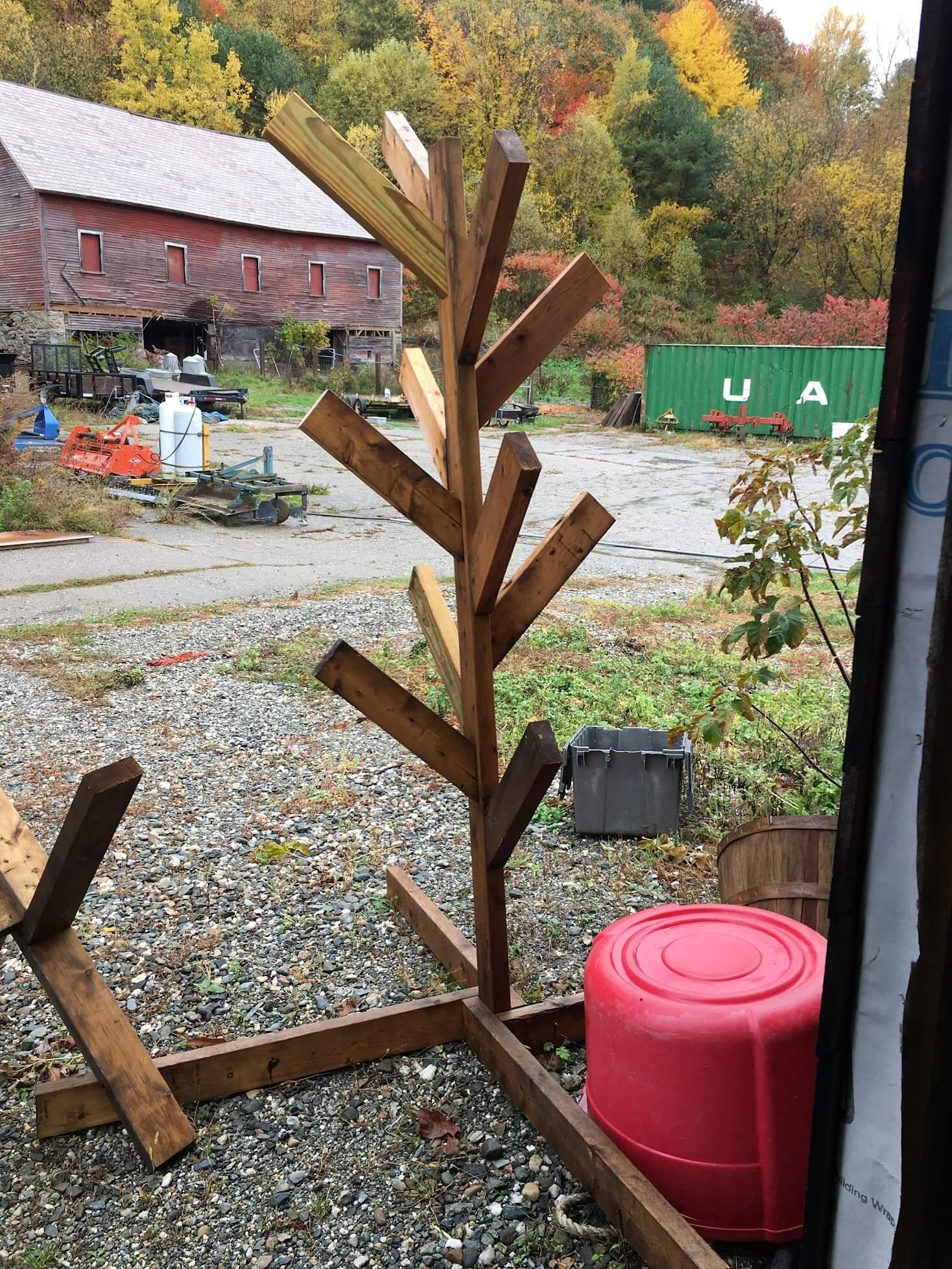 tree made out of wooden planks