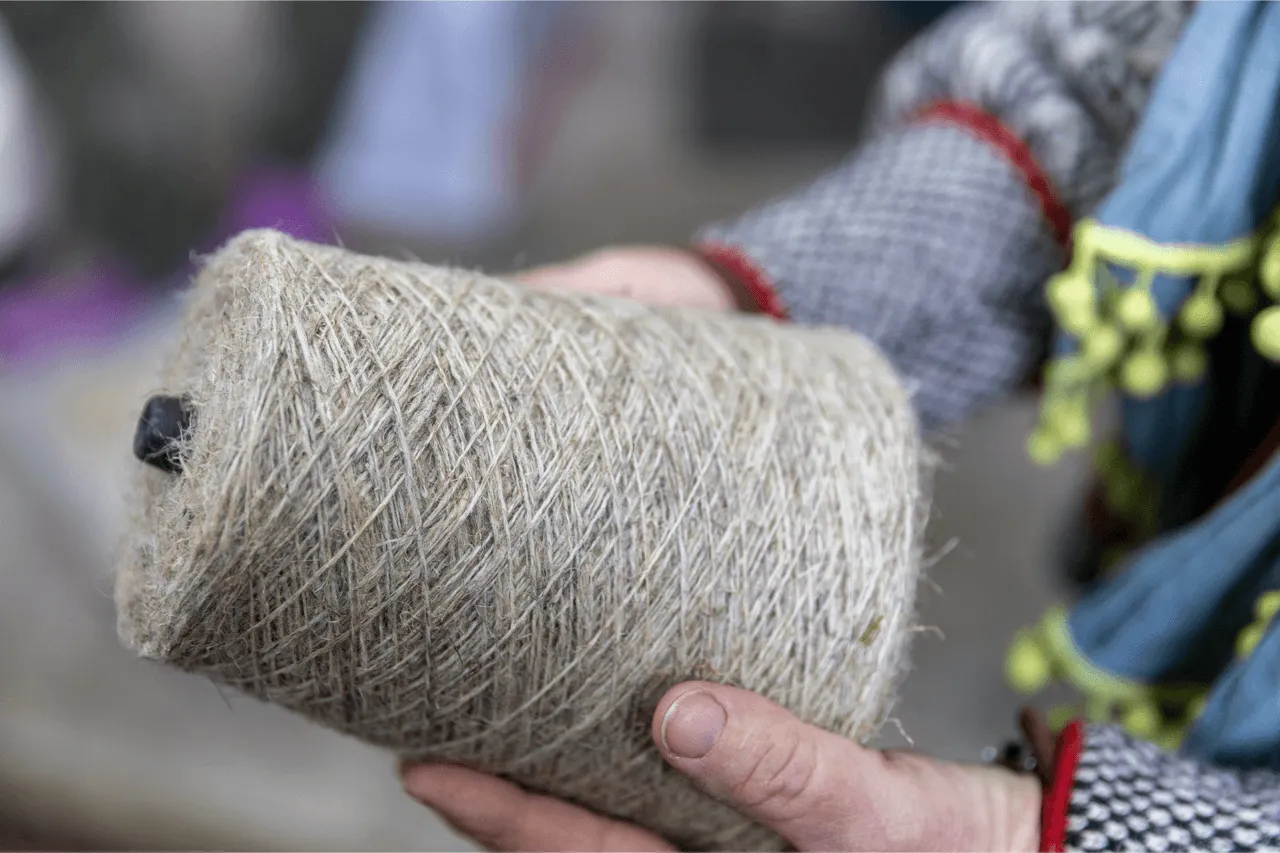 A skein of hemp fiber yarn