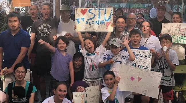 Participants in an annual walk for stuttering awareness