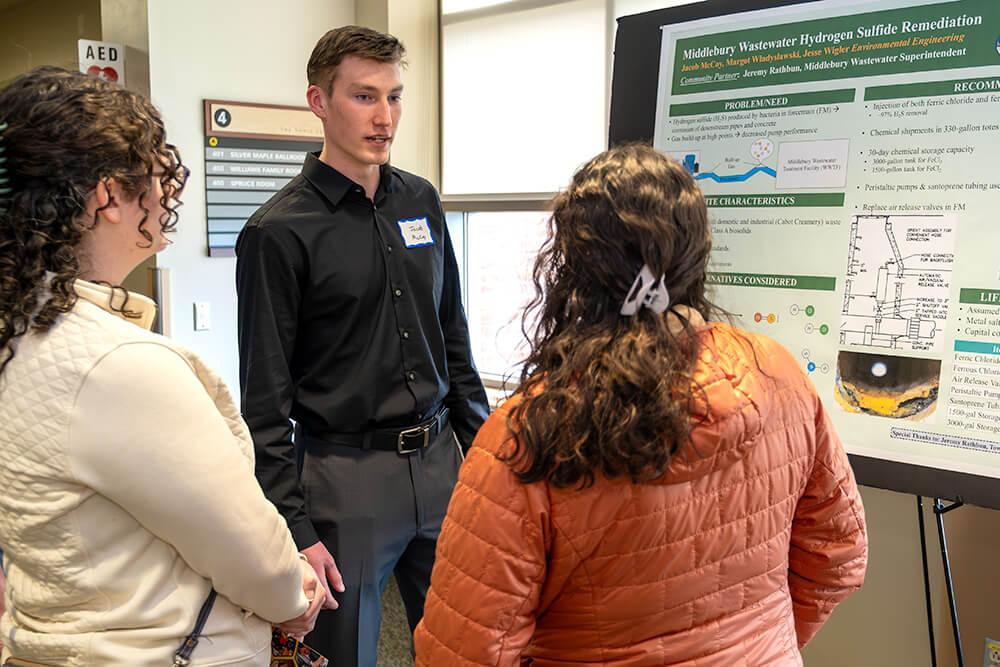 Senior Jacob McCoy shares his research at the 2025 Engineering Design Night