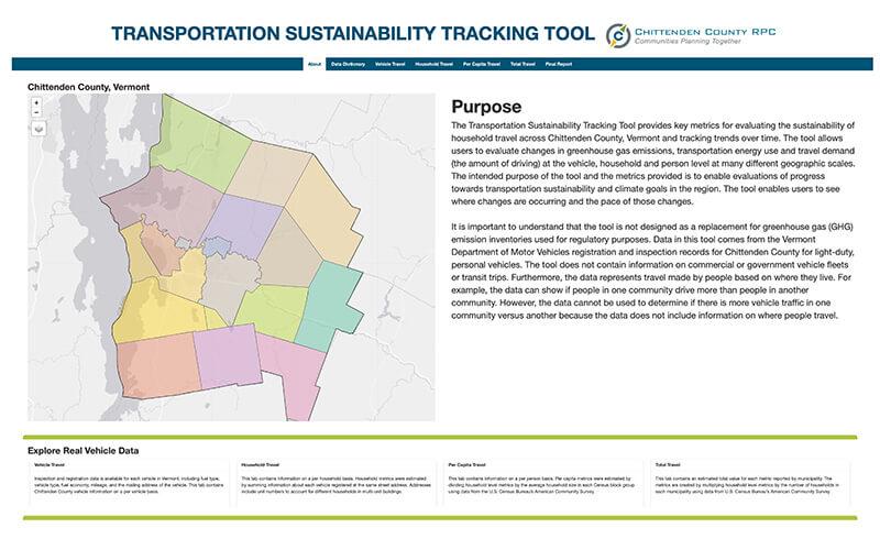 Screenshot of Transportation Sustainability Tracking Tool