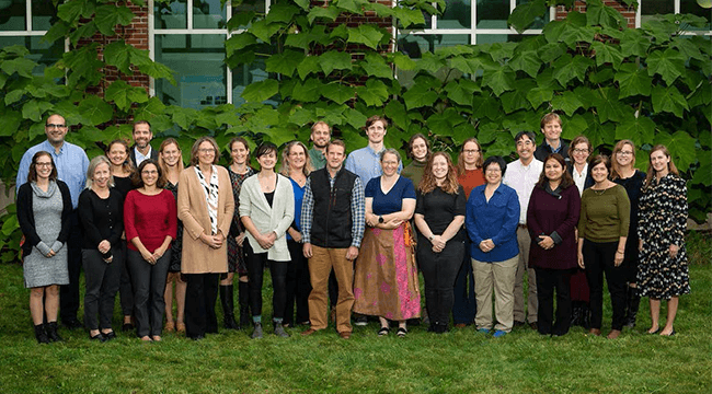 a large group of people standing outside